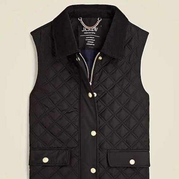 J. Crew Jackets & Blazers - NEW J Crew Womens Quilted Puffer Barn Vest Snaps Zip Pockets Black S $500 NWT